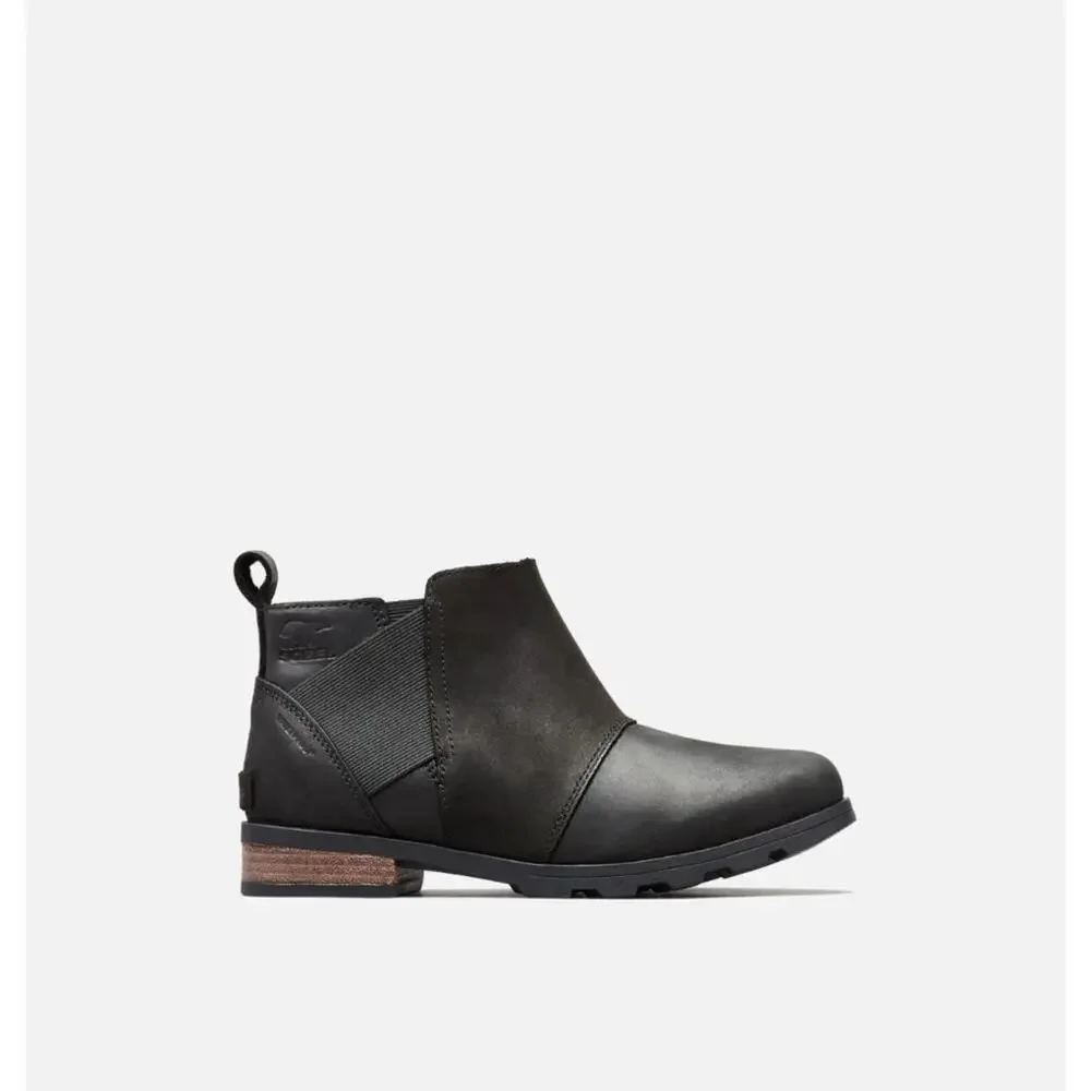 Sorel Emelie Chelsea Bootie black leather waterproof ankle boots sz 6 $150
